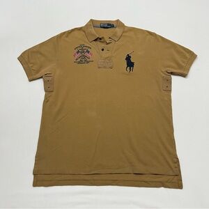 Y2K Polo Ralph Lauren Blue Label Big Pony Logo USA Dry Goods Flags Mens Large
